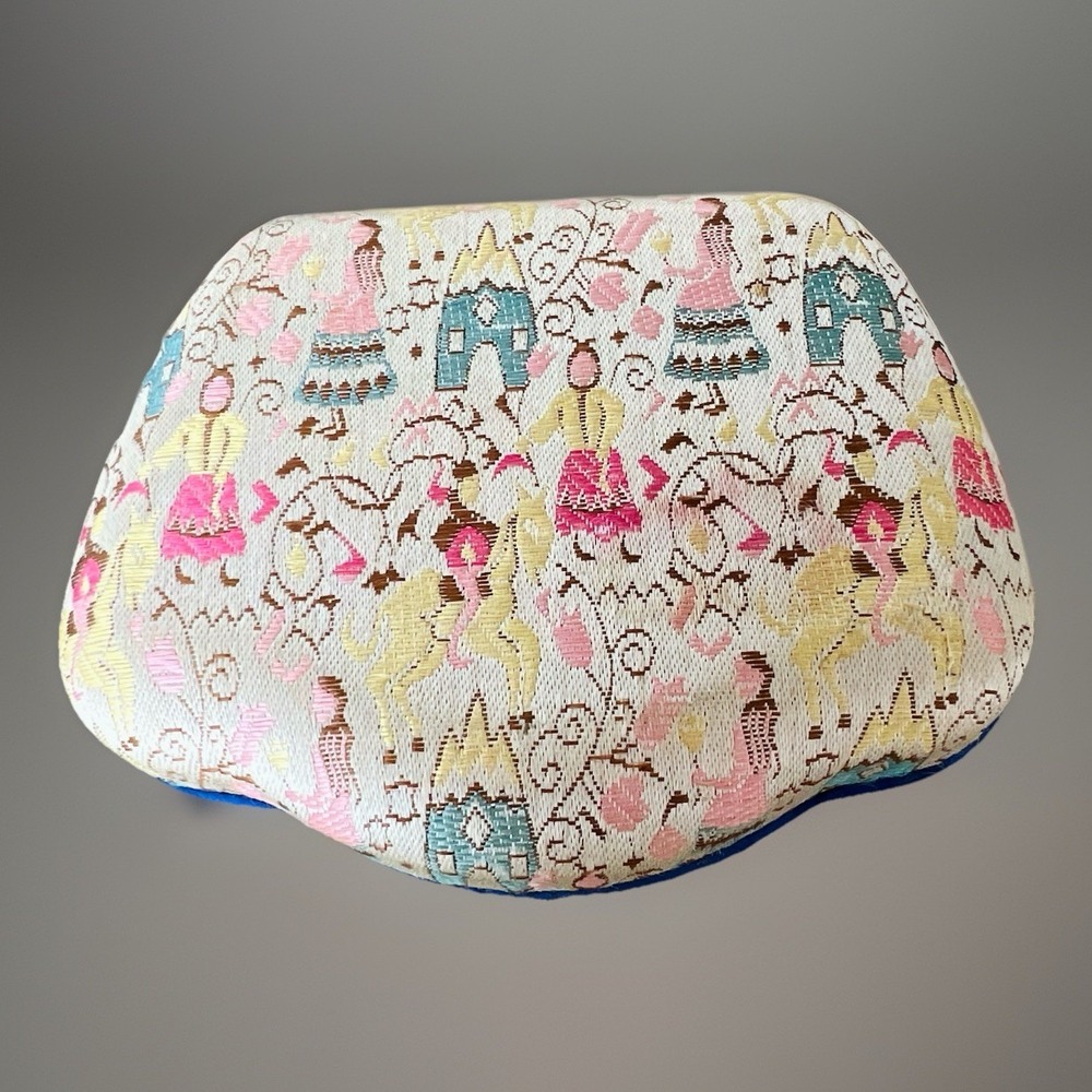 Vintage Asian Design Fan Shaped Jewelry Box Village Flowers Fashioned by Dixelle